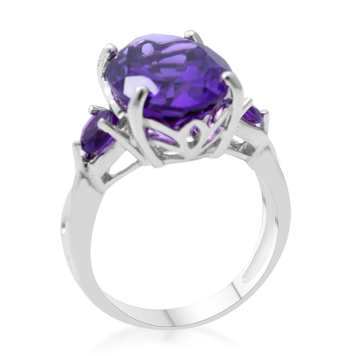 Doorbuster Amethyst Ring in Platinum Over Sterling Silver (Size 10.0) 5.00 ctw image number 2