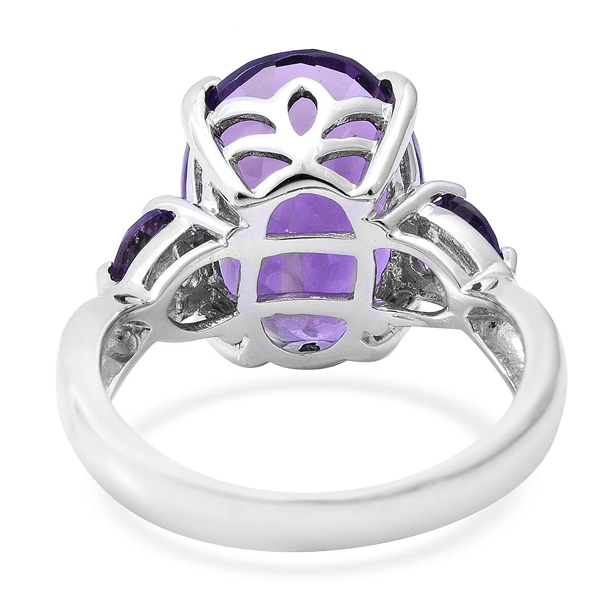 Doorbuster Amethyst Ring in Platinum Over Sterling Silver (Size 10.0) 5.00 ctw image number 3