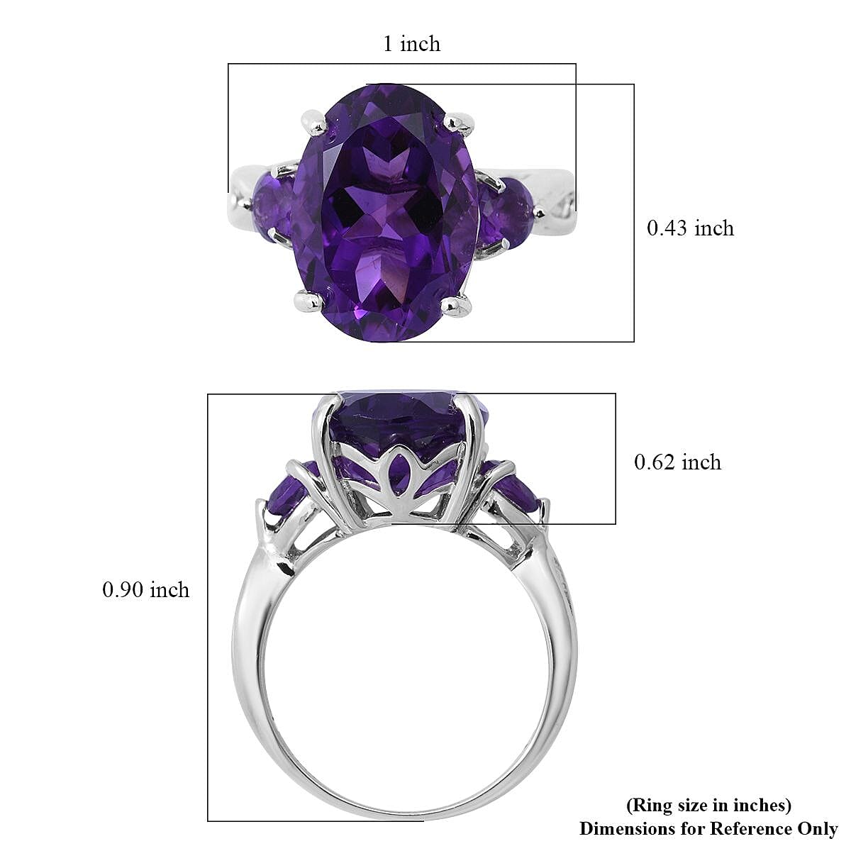 Doorbuster Amethyst Ring in Platinum Over Sterling Silver (Size 10.0) 5.00 ctw image number 4