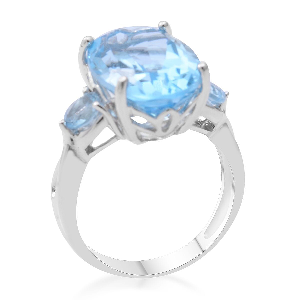 Sky Blue Topaz Ring in Platinum Over Sterling Silver (Size 6.0) 7.85 ctw image number 2