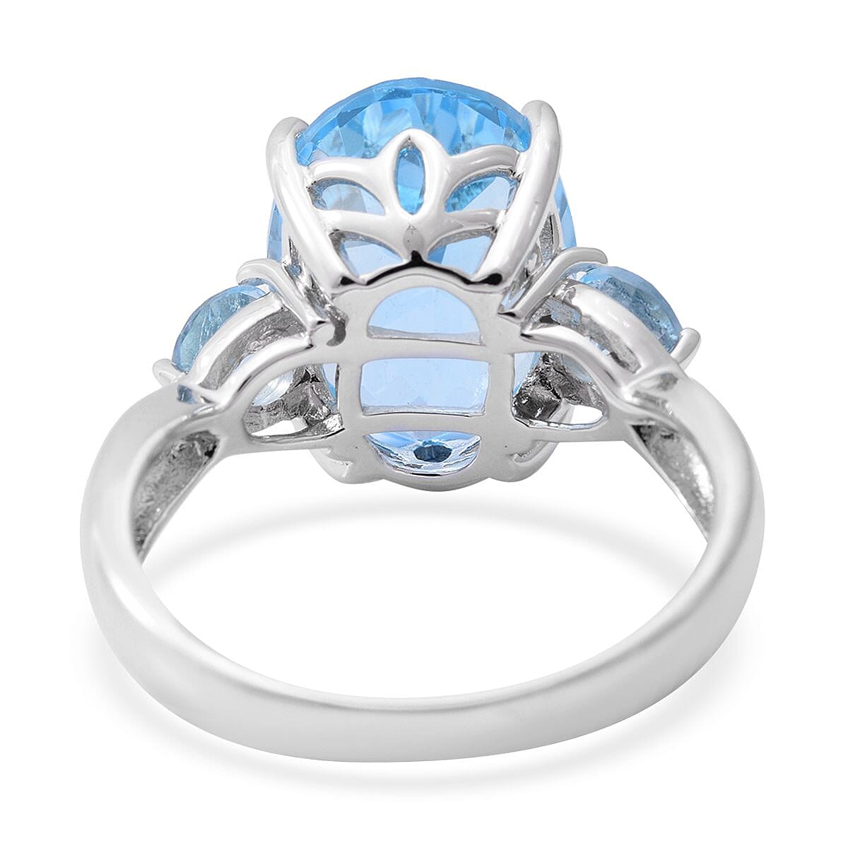 Sky Blue Topaz Ring in Platinum Over Sterling Silver (Size 6.0) 7.85 ctw image number 3