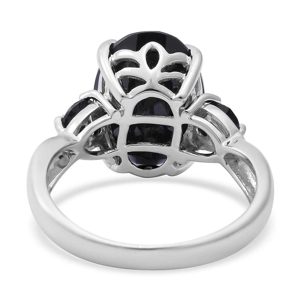 Thai Black Spinel Ring in Platinum Over Sterling Silver (Size 7.0) 8.40 ctw image number 3