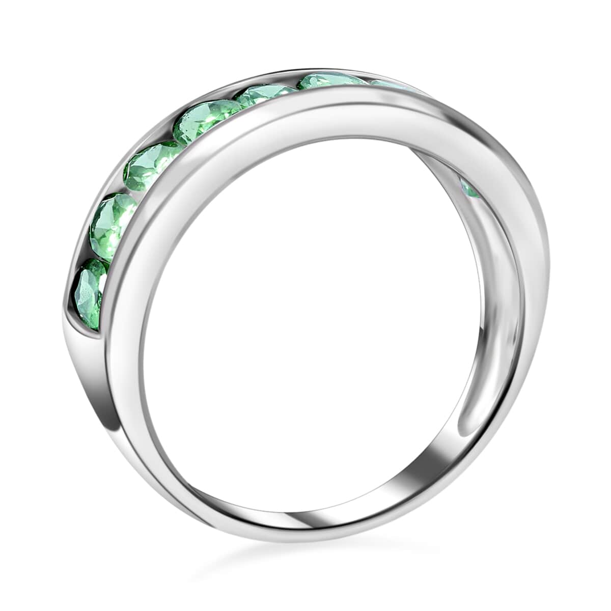 Premium Natural Tsavorite Garnet Half Eternity Band Ring in Platinum Over Sterling Silver (Size 10.0) 2.25 ctw image number 2