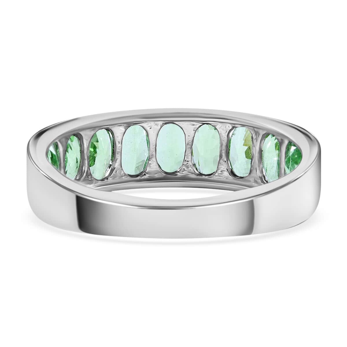 Premium Natural Tsavorite Garnet Half Eternity Band Ring in Platinum Over Sterling Silver (Size 10.0) 2.25 ctw image number 3