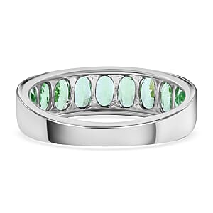 Premium Tsavorite Garnet 2.25 ctw Half Eternity Band Ring in Platinum Over Sterling Silver (Size 10.0)