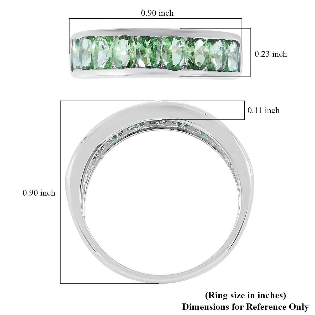 Premium Tsavorite Garnet Ring, Half Eternity Band Ring,Tsavorite Garnet Half Band Ring, Platinum Over Sterling Silver Ring 2.25 ctw image number 6