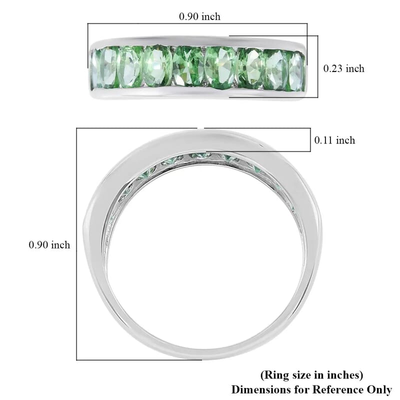 Premium Tsavorite Garnet 2.25 ctw Half Eternity Band Ring in Platinum Over Sterling Silver (Size 5.0)