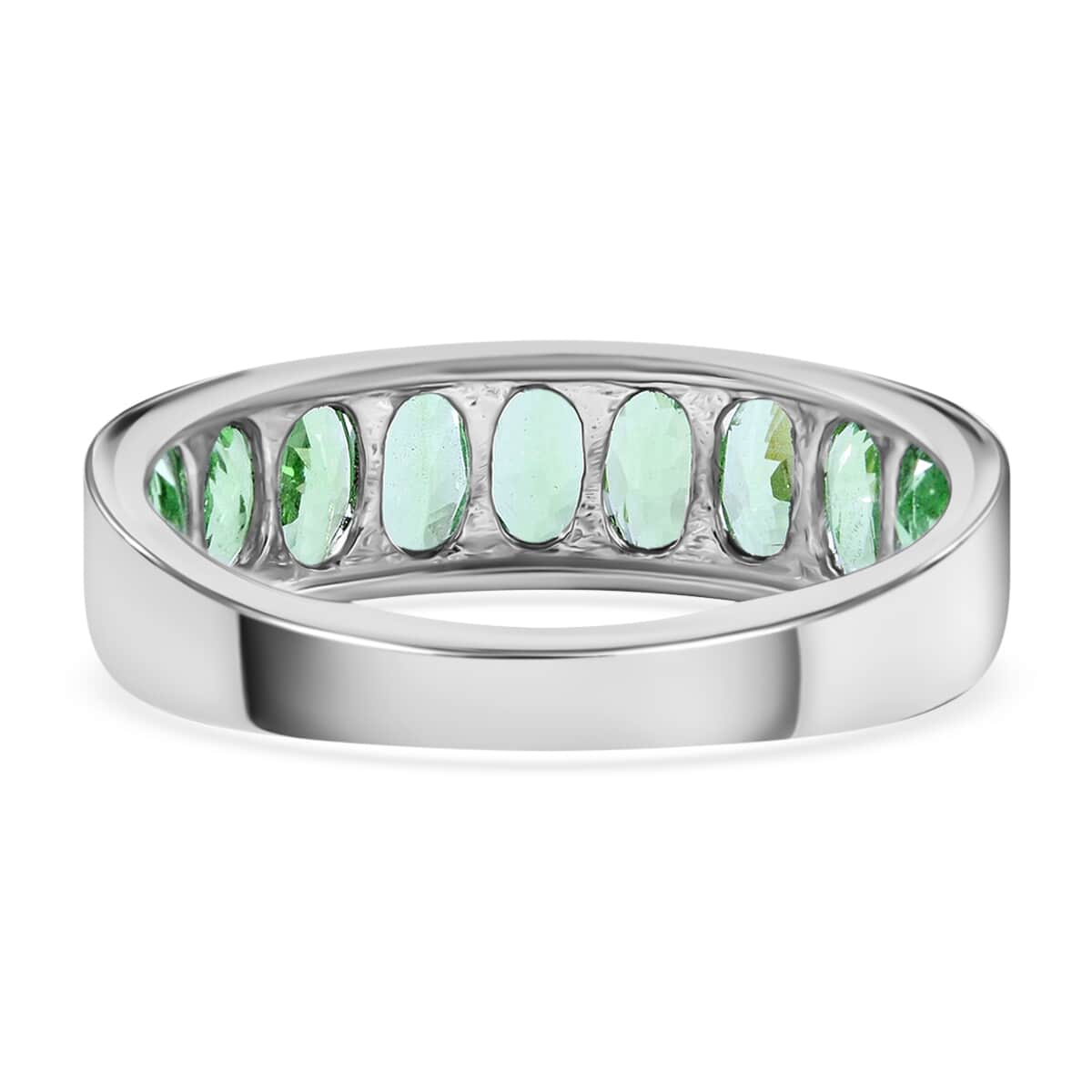 Premium Tsavorite Garnet Ring, Half Eternity Band Ring,Tsavorite Garnet Half Band Ring, Platinum Over Sterling Silver Ring 2.25 ctw image number 3