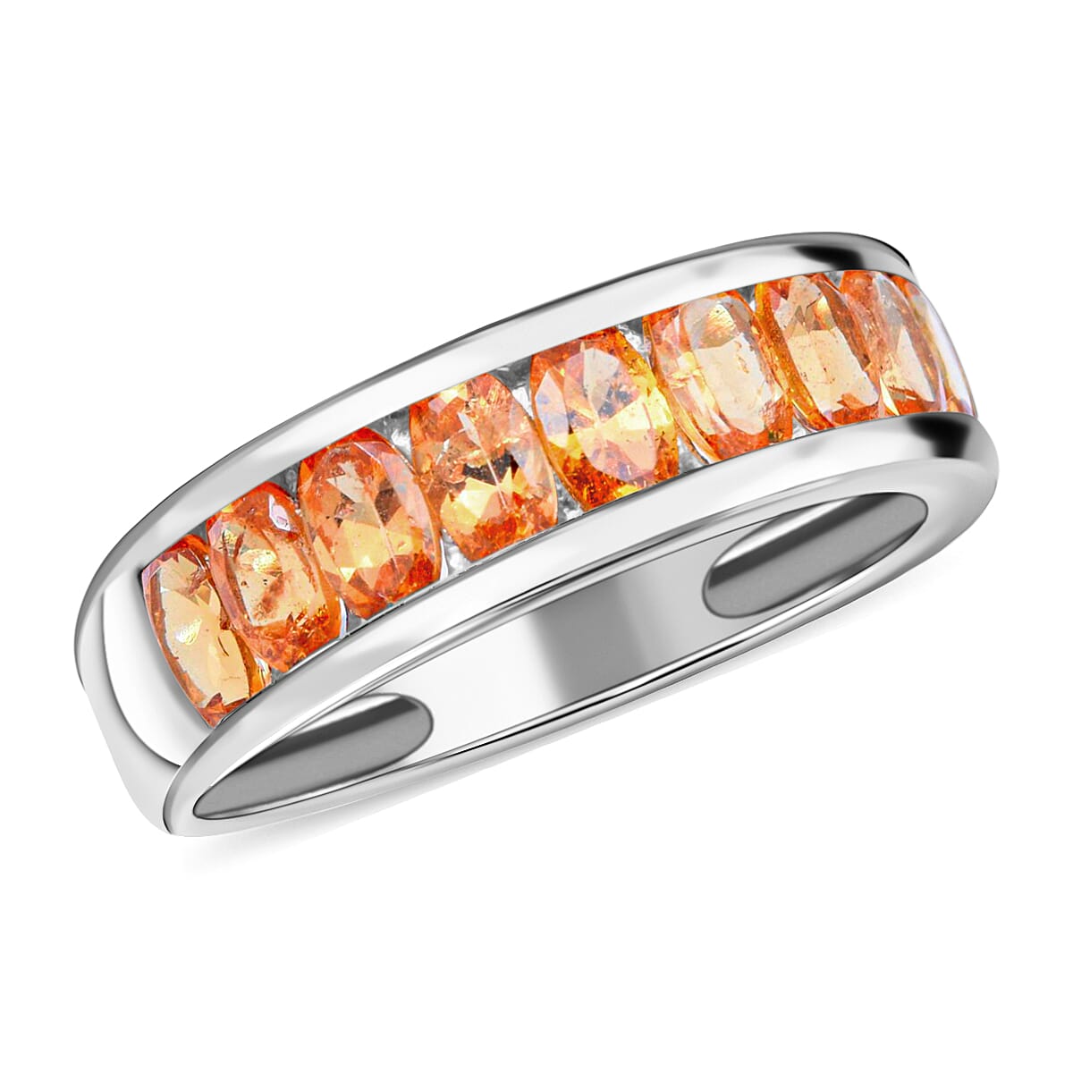 Premium Viceroy Spessartine Garnet 2.85 ctw Half Eternity Band Ring in Platinum Over Sterling Silver (Size 11.0)