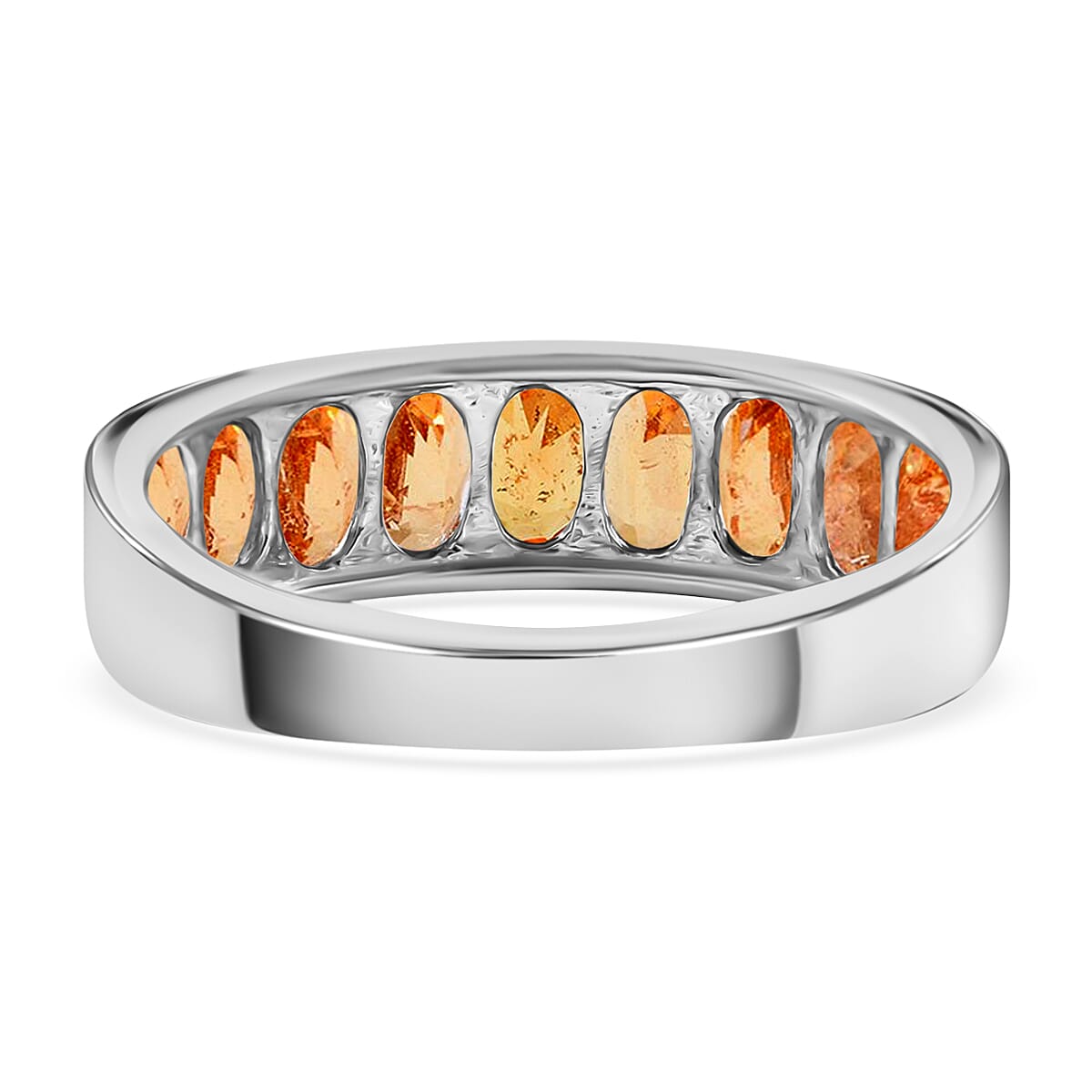 Premium Viceroy Spessartine Garnet 2.85 ctw Half Eternity Band Ring in Platinum Over Sterling Silver (Size 11.0)