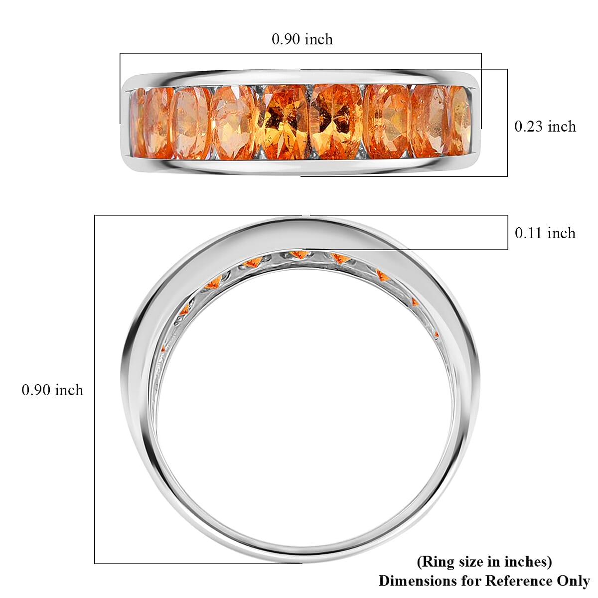 Premium Viceroy Spessartine Garnet 2.85 ctw Half Eternity Band Ring in Platinum Over Sterling Silver (Size 11.0)