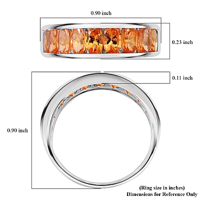 Premium Viceroy Spessartine Garnet 2.85 ctw Half Eternity Band Ring in Platinum Over Sterling Silver (Size 11.0)
