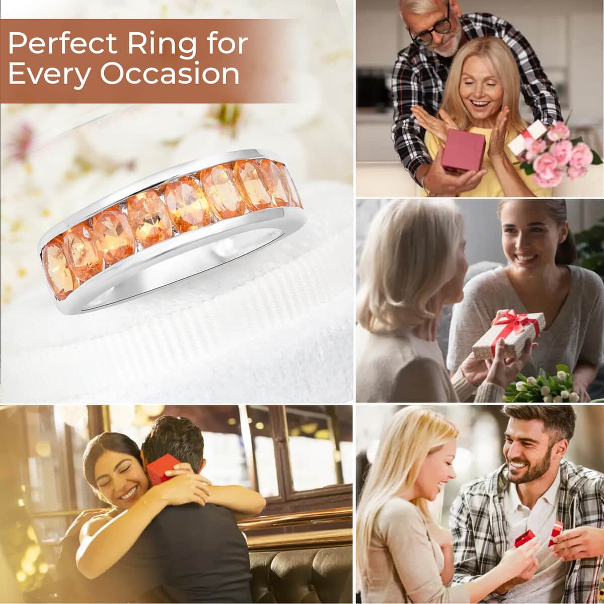 Premium Viceroy Spessartine Garnet Ring, Half Eternity Band Ring, Spessartine Garnet Half Band Ring, Platinum Over Sterling Silver Ring 2.85 ctw image number 4