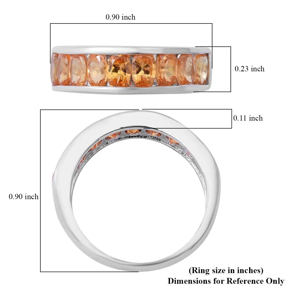 Premium Viceroy Spessartine Garnet Ring ,Half Eternity Band Ring , Spessartine Garnet Half Band Ring , Platinum Over Sterling Silver Ring 2.85 ctw image number 6
