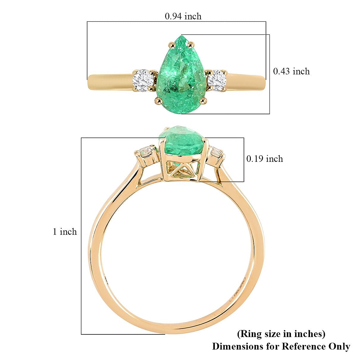 Certified & Appraised LUXORO 14K Yellow Gold AAA Boyaca Colombian Emerald and G-H I2 Diamond Ring 1.00 ctw image number 5