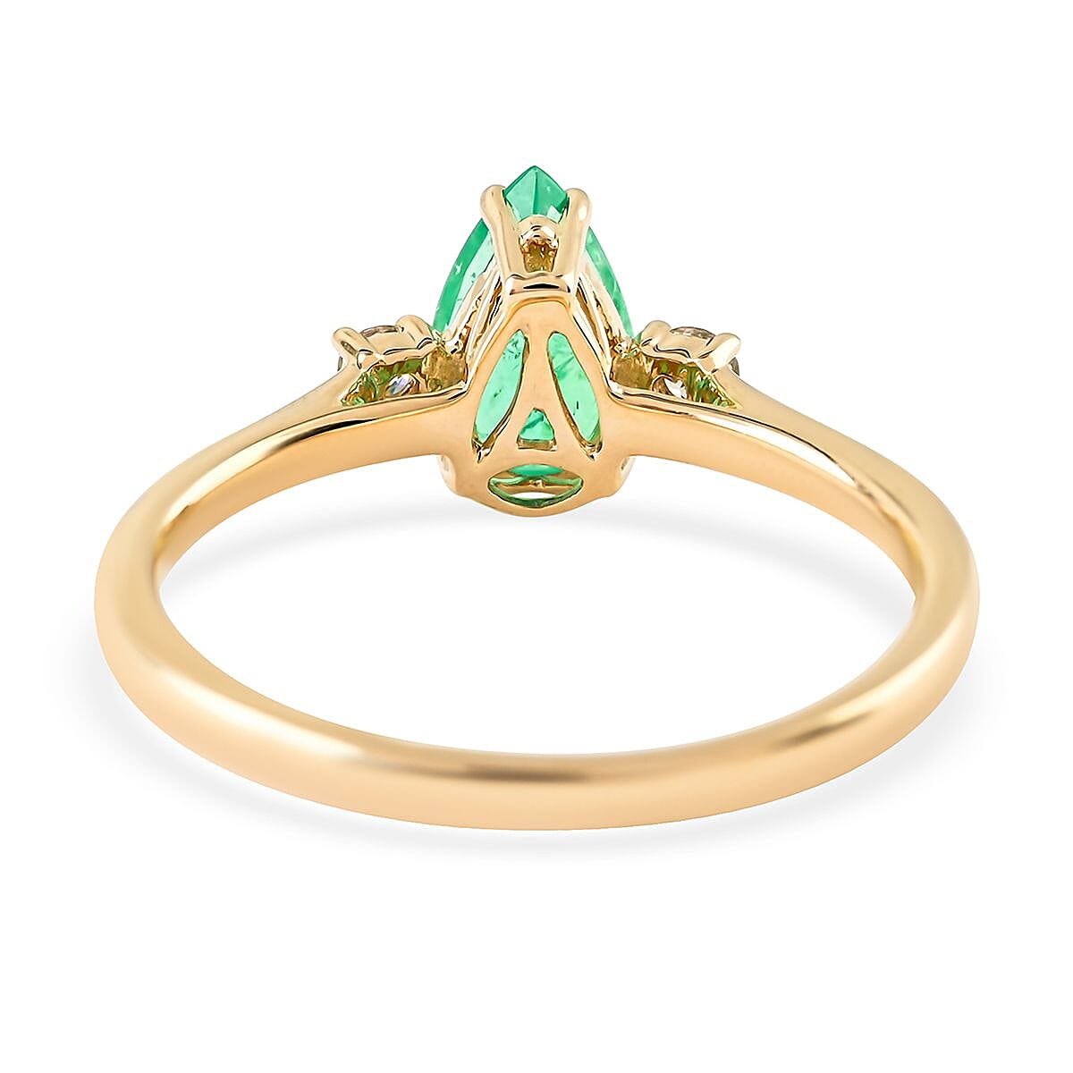 Certified Luxoro 14K Yellow Gold AAA Boyaca Colombian Emerald and G-H I2 Diamond Ring (Size 6.0) 1.00 ctw