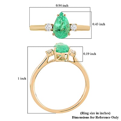 Certified Luxoro 14K Yellow Gold AAA Boyaca Colombian Emerald and G-H I2 Diamond Ring (Size 6.0) 1.00 ctw
