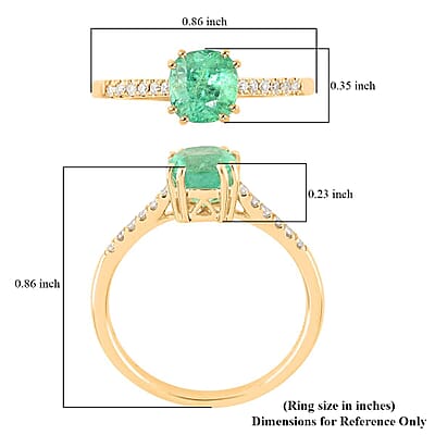 Certified & Appraised Luxoro AAA Boyaca Colombian Emerald and G-H I2 Diamond 1.10 ctw Ring in 14K Yellow Gold (Size 7.0)