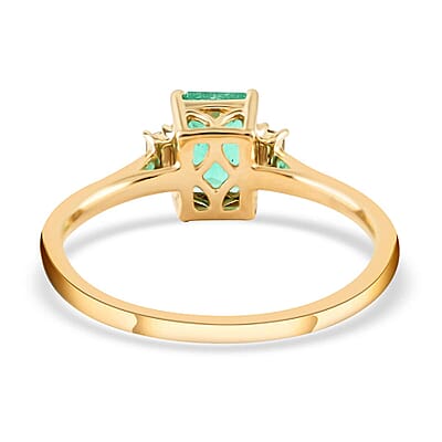 Certified & Appraised Luxoro 14K Yellow Gold AAA Boyaca Colombian Emerald and G-H I2 Diamond Ring (Size 6.0) 1.20 ctw