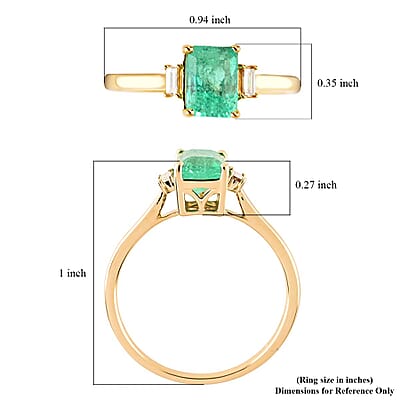 Certified & Appraised Luxoro 14K Yellow Gold AAA Boyaca Colombian Emerald and G-H I2 Diamond Ring (Size 6.0) 1.20 ctw