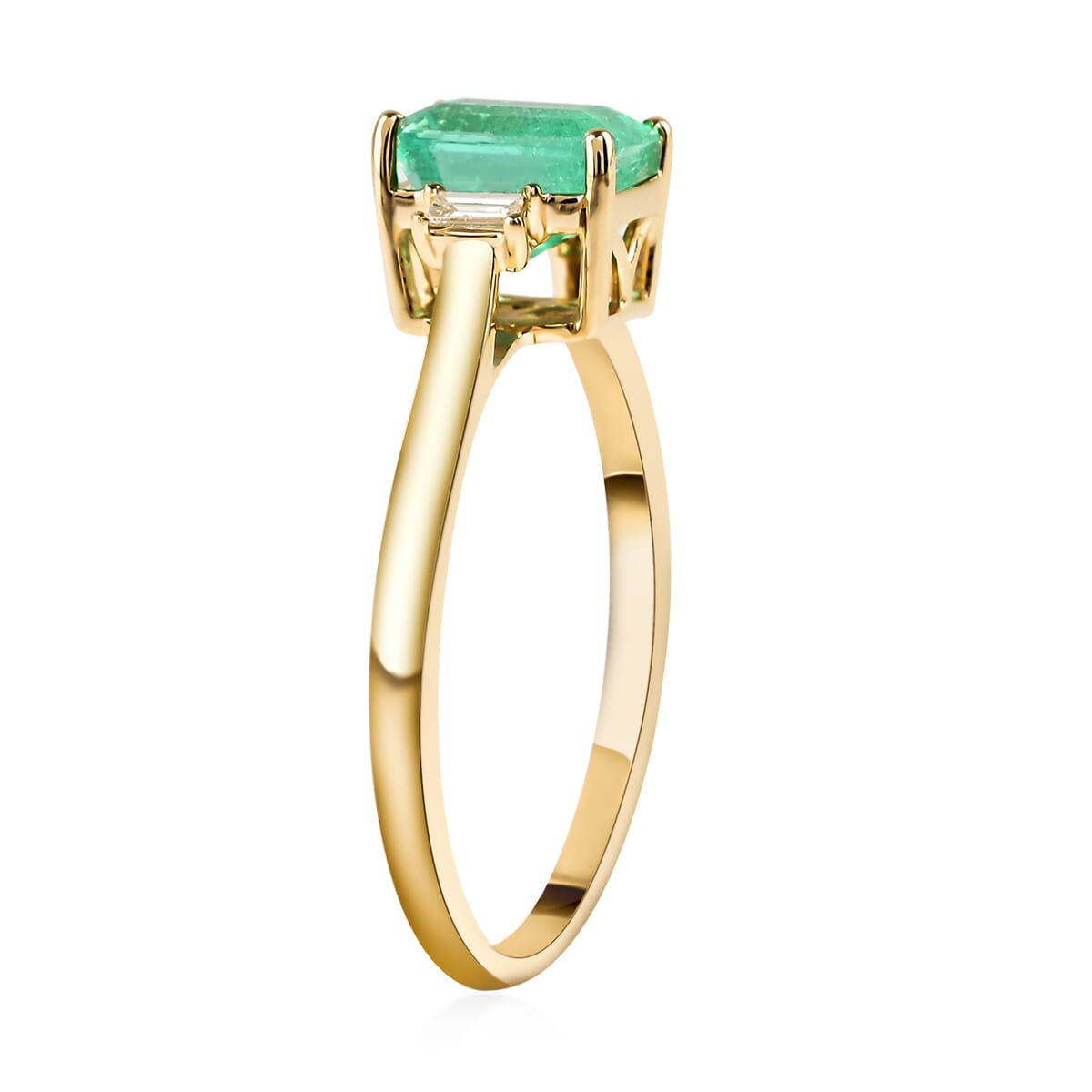 Certified & Appraised Luxoro 14K Yellow Gold AAA Boyaca Colombian Emerald and G-H I2 Diamond Ring (Size 8.0) 1.20 ctw image number 3