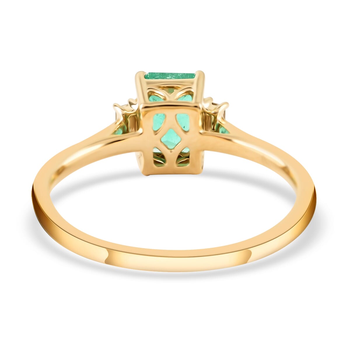 Certified & Appraised Luxoro 14K Yellow Gold AAA Boyaca Colombian Emerald and G-H I2 Diamond Ring (Size 8.0) 1.20 ctw image number 4