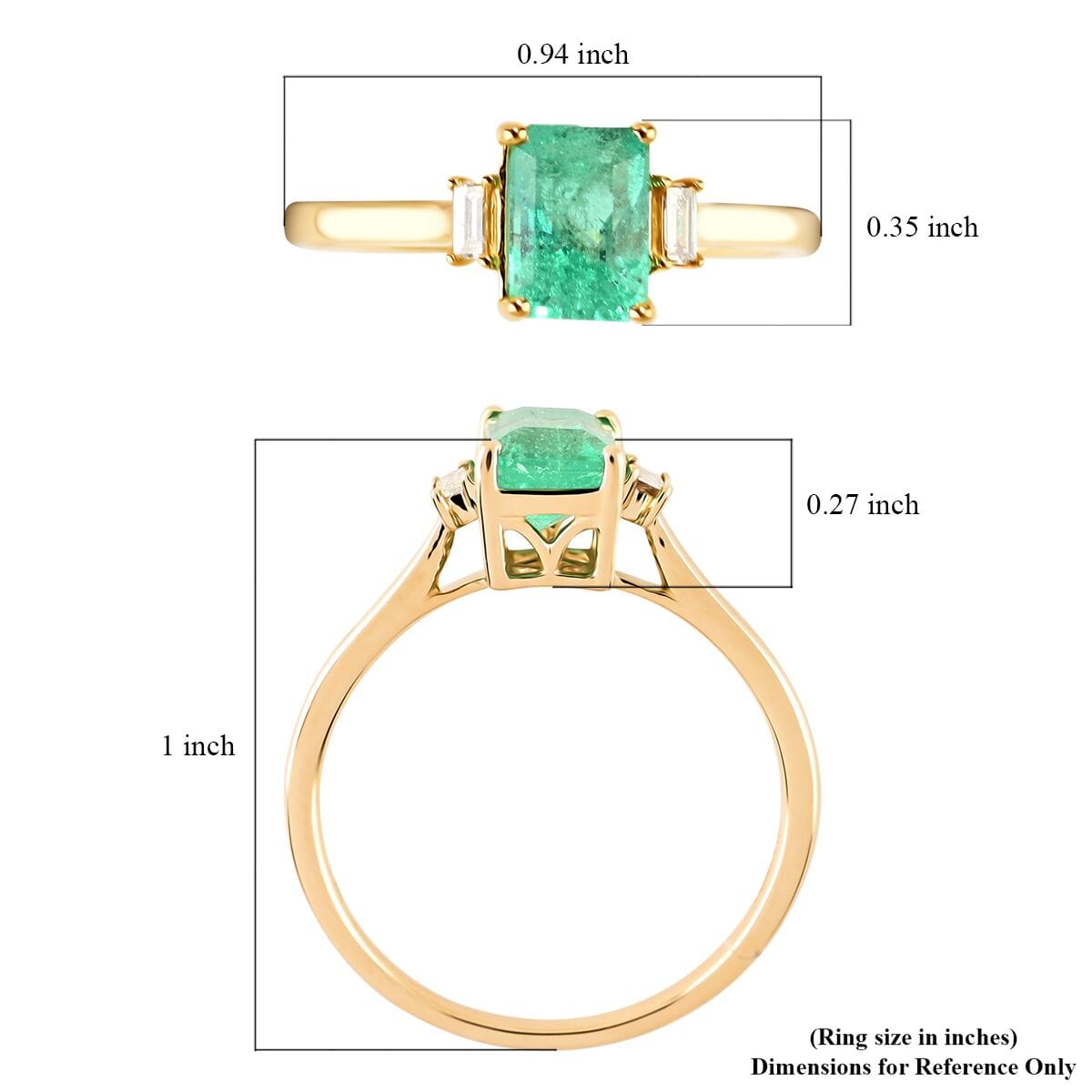 Certified & Appraised Luxoro 14K Yellow Gold AAA Boyaca Colombian Emerald and G-H I2 Diamond Ring (Size 8.0) 1.20 ctw image number 5