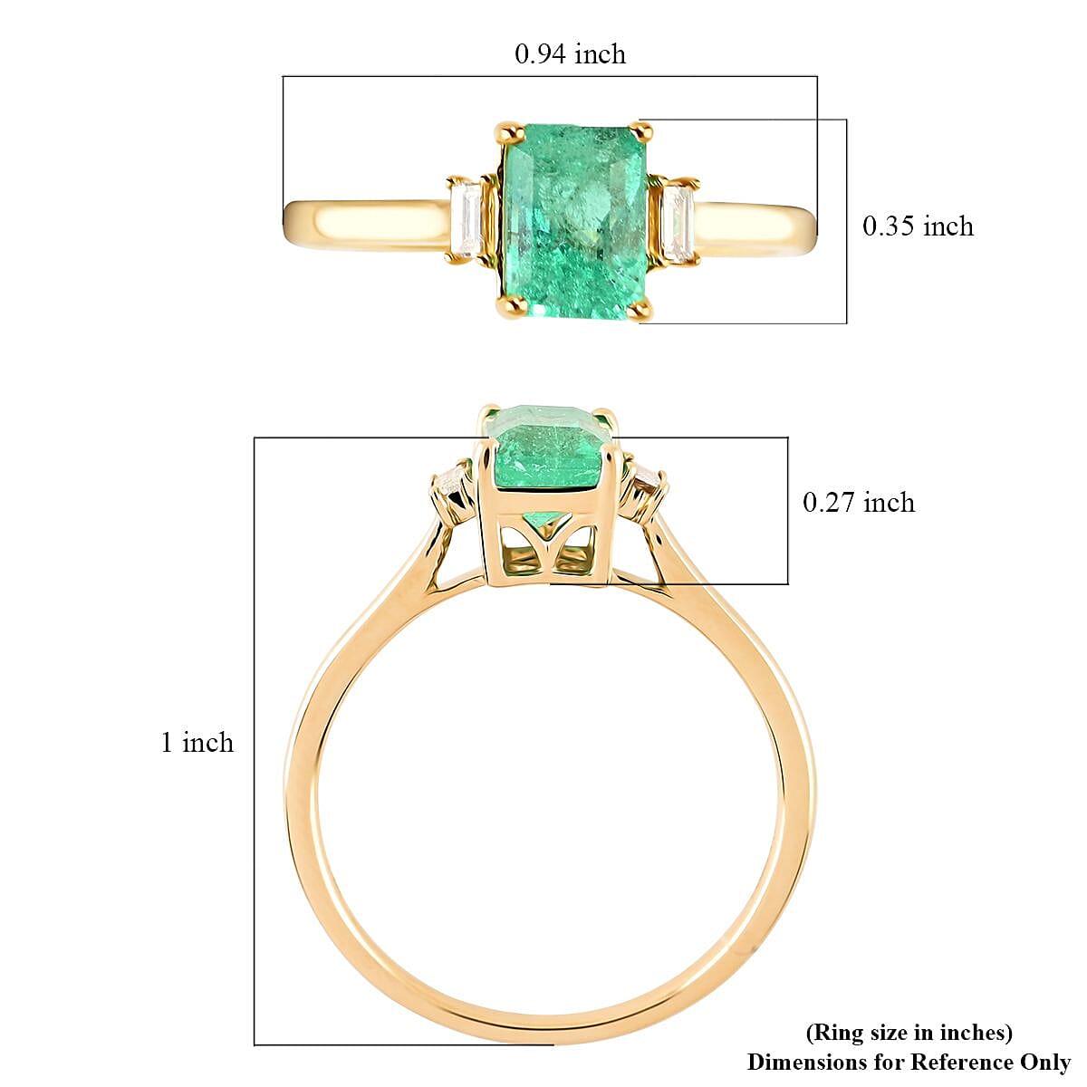 Certified & Appraised Luxoro 14K Yellow Gold AAA Boyaca Colombian Emerald and G-H I2 Diamond Ring (Size 9.0) 1.20 ctw image number 6