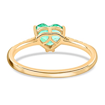 Certified & Appraised Luxoro 14K Yellow Gold AAA Boyaca Colombian Emerald and G-H I2 Diamond Ring (Size 7.0) 1.10 ctw