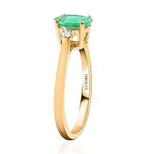 Certified & Appraised Luxoro AAA Boyaca Colombian Emerald and G-H I2 Diamond 1.10 ctw Ring in 14K Yellow Gold (Size 7.0)