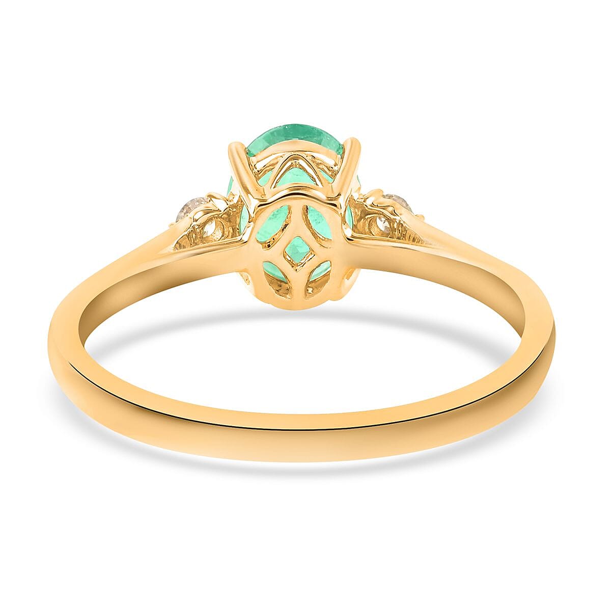 Certified & Appraised Luxoro AAA Boyaca Colombian Emerald and G-H I2 Diamond 1.10 ctw Ring in 14K Yellow Gold (Size 7.0) image number 4