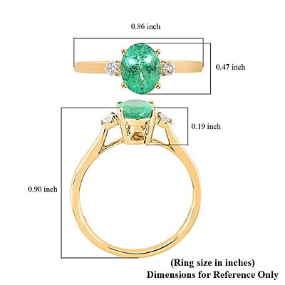 Certified & Appraised Luxoro AAA Boyaca Colombian Emerald and G-H I2 Diamond 1.10 ctw Ring in 14K Yellow Gold (Size 7.0)