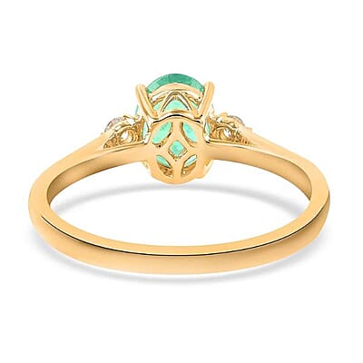 Certified & Appraised Luxoro AAA Boyaca Colombian Emerald and G-H I2 Diamond 1.10 ctw Ring in 14K Yellow Gold (Size 7.0)