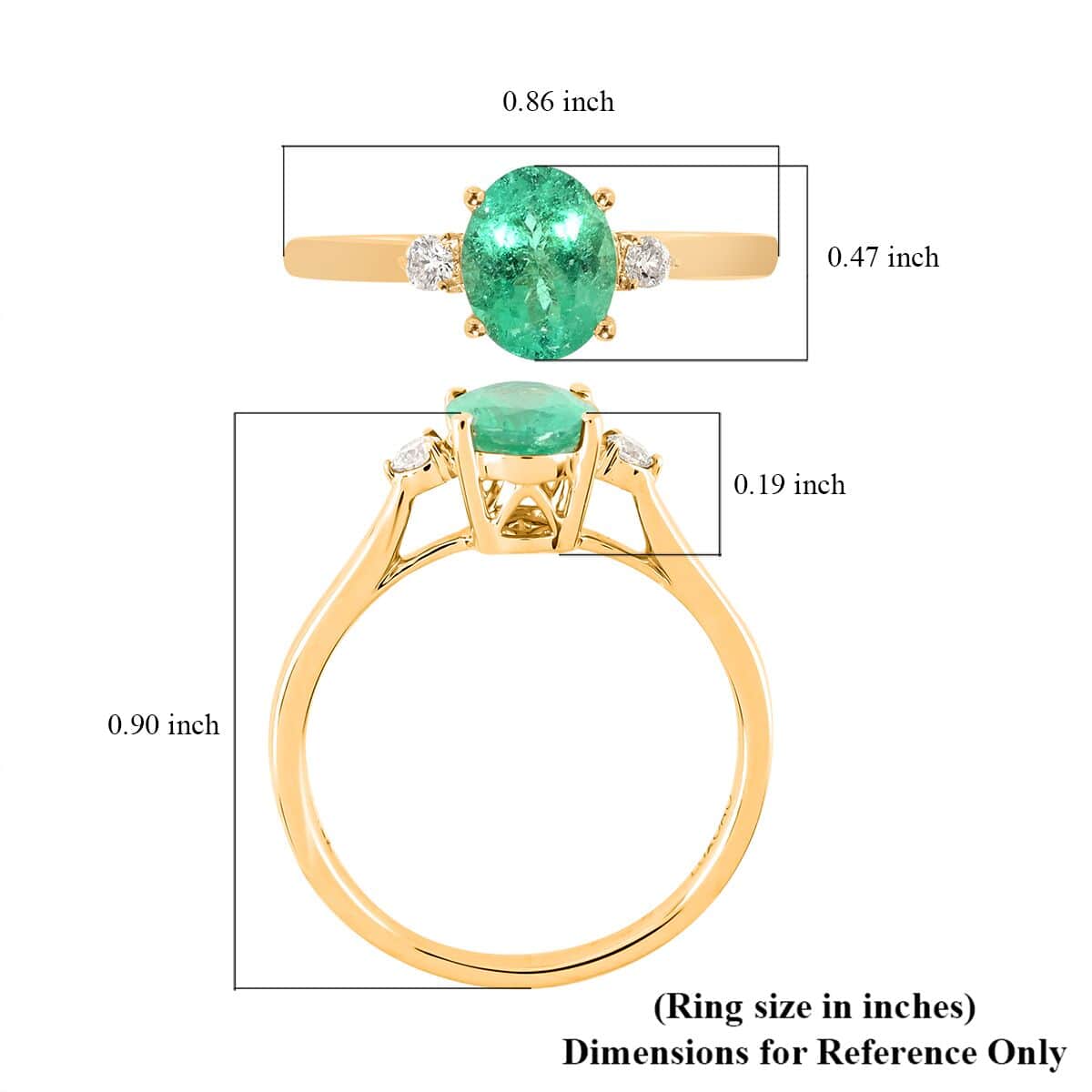 Certified & Appraised Luxoro 14K Yellow Gold AAA Boyaca Colombian Emerald and G-H I2 Diamond Ring (Size 8.0) 1.10 ctw image number 5