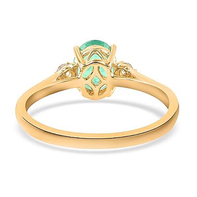 Certified & Appraised Luxoro AAA Boyaca Colombian Emerald and G-H I2 Diamond 1.10 ctw Ring in 14K Yellow Gold (Size 8.0)