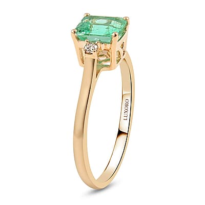 Certified & Appraised Luxoro AAA Boyaca Colombian Emerald and G-H I2 Diamond 1.15 ctw Ring in 14K Yellow Gold (Size 10.0)