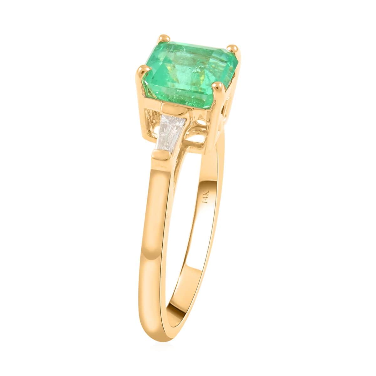 Certified LUXORO 14K Yellow Gold AAA Boyaca Colombian Emerald and G-H I2 Diamond Ring 1.15 ctw image number 3