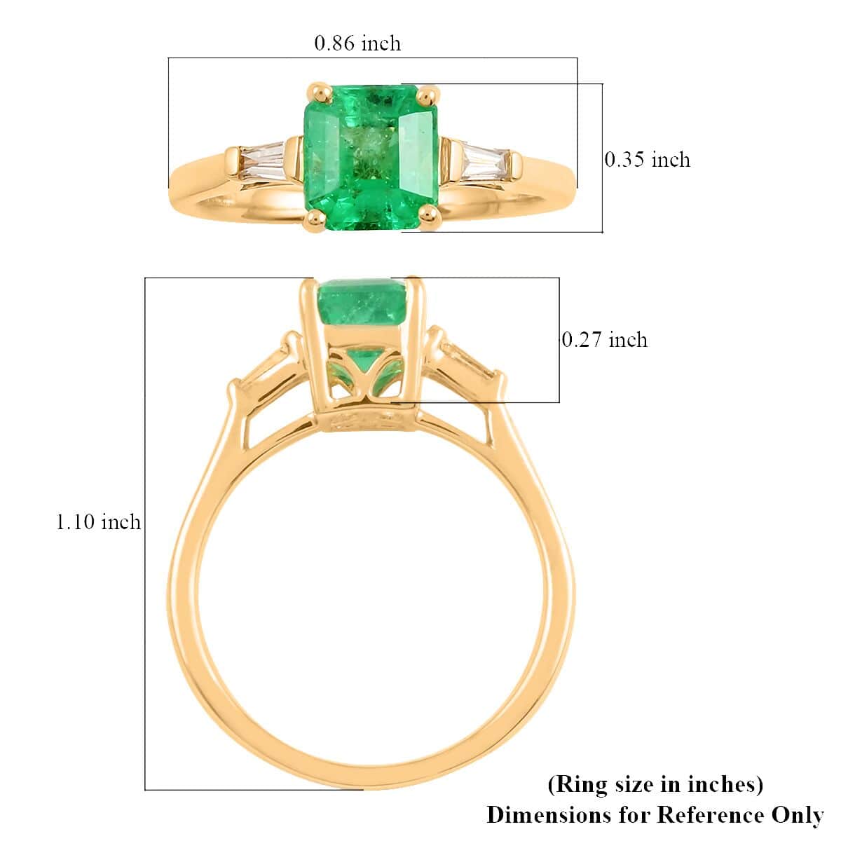 Certified LUXORO 14K Yellow Gold AAA Boyaca Colombian Emerald and G-H I2 Diamond Ring 1.15 ctw image number 4