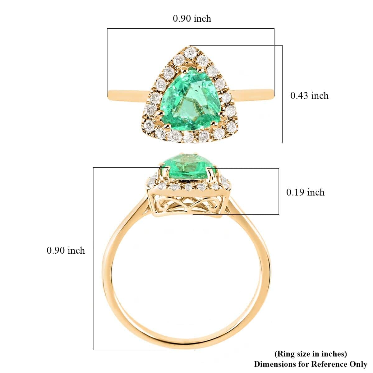 Certified & Appraised LUXORO 14K Yellow Gold AAA Boyaca Colombian Emerald and G-H I2 Diamond Halo Ring 1.25 ctw image number 5