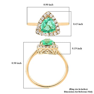 Certified & Appraised Luxoro 14K Yellow Gold AAA Boyaca Colombian Emerald and G-H I2 Diamond Halo Ring (Size 7.0) 1.25 ctw
