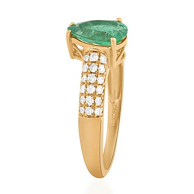 Certified & Appraised Luxoro AAA Boyaca Colombian Emerald and G-H I2 Diamond 1.50 ctw Ring in 14K Yellow Gold (Size 7.0)