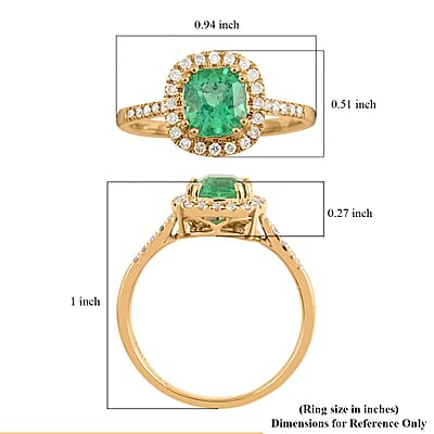 Certified & Appraised Luxoro AAA Boyaca Colombian Emerald and G-H I2 Diamond 1.65 ctw Halo Ring in 14K Yellow Gold (Size 6.0) 2.55 Grams
