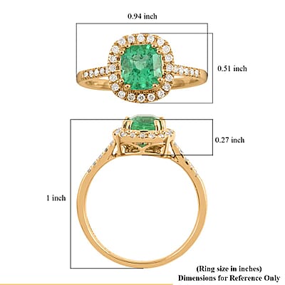 Certified & Appraised Luxoro AAA Boyaca Colombian Emerald and G-H I2 Diamond 1.65 ctw Halo Ring in 14K Yellow Gold (Size 7.0) 2.55 Grams