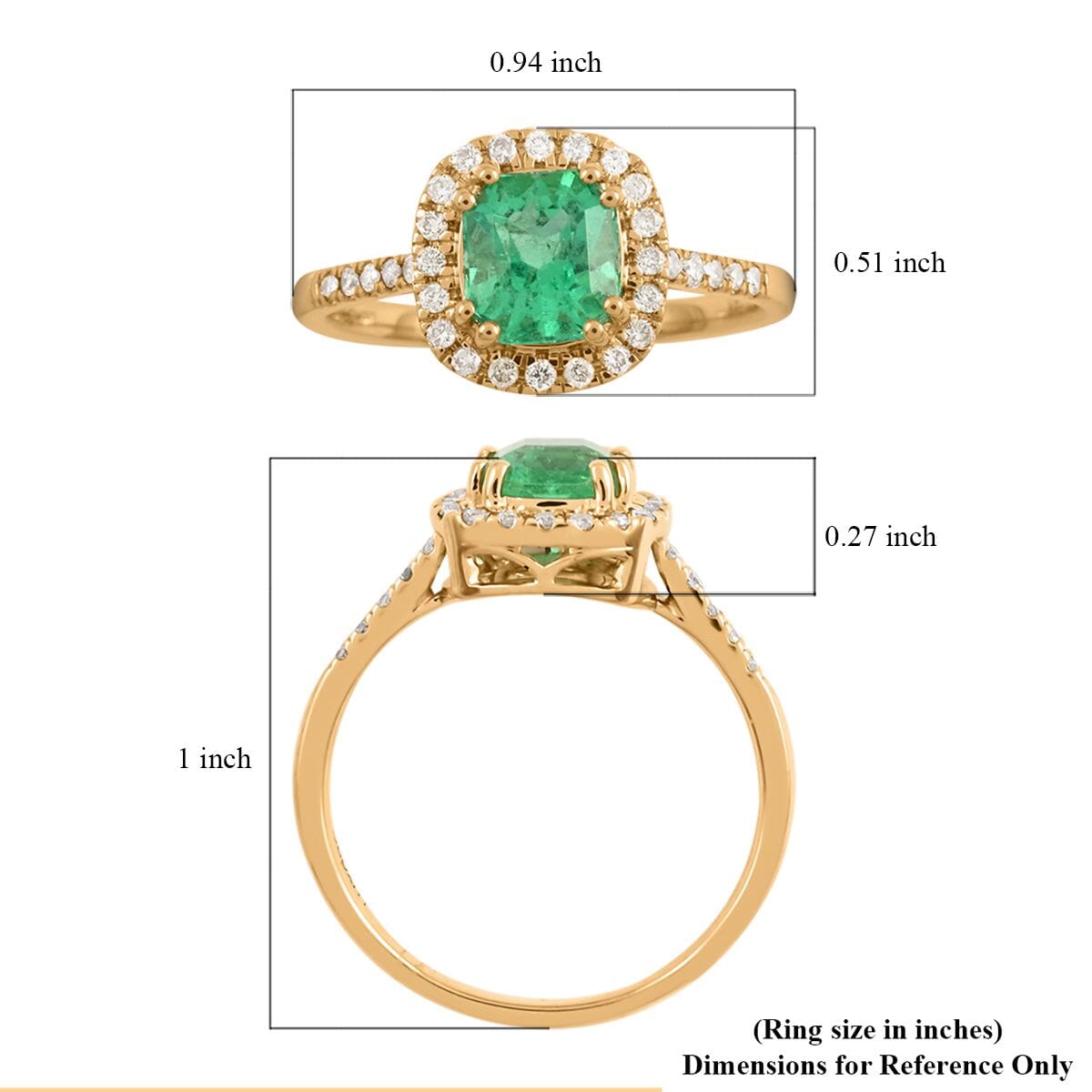 Certified & Appraised Luxoro AAA Boyaca Colombian Emerald and G-H I2 Diamond 1.65 ctw Halo Ring in 14K Yellow Gold (Size 8.0) 2.55 Grams image number 4
