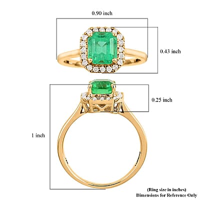 Certified & Appraised Luxoro AAA Boyaca Colombian Emerald and G-H I2 Diamond 1.50 ctw Halo Ring in 14K Yellow Gold (Size 6.0) 2.85 Grams