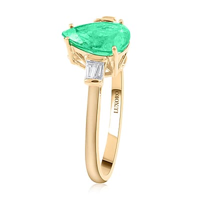 Certified & Appraised Luxoro AAA Boyaca Colombian Emerald and G-H I2 Diamond 1.50 ctw Ring in 14K Yellow Gold (Size 10.0)