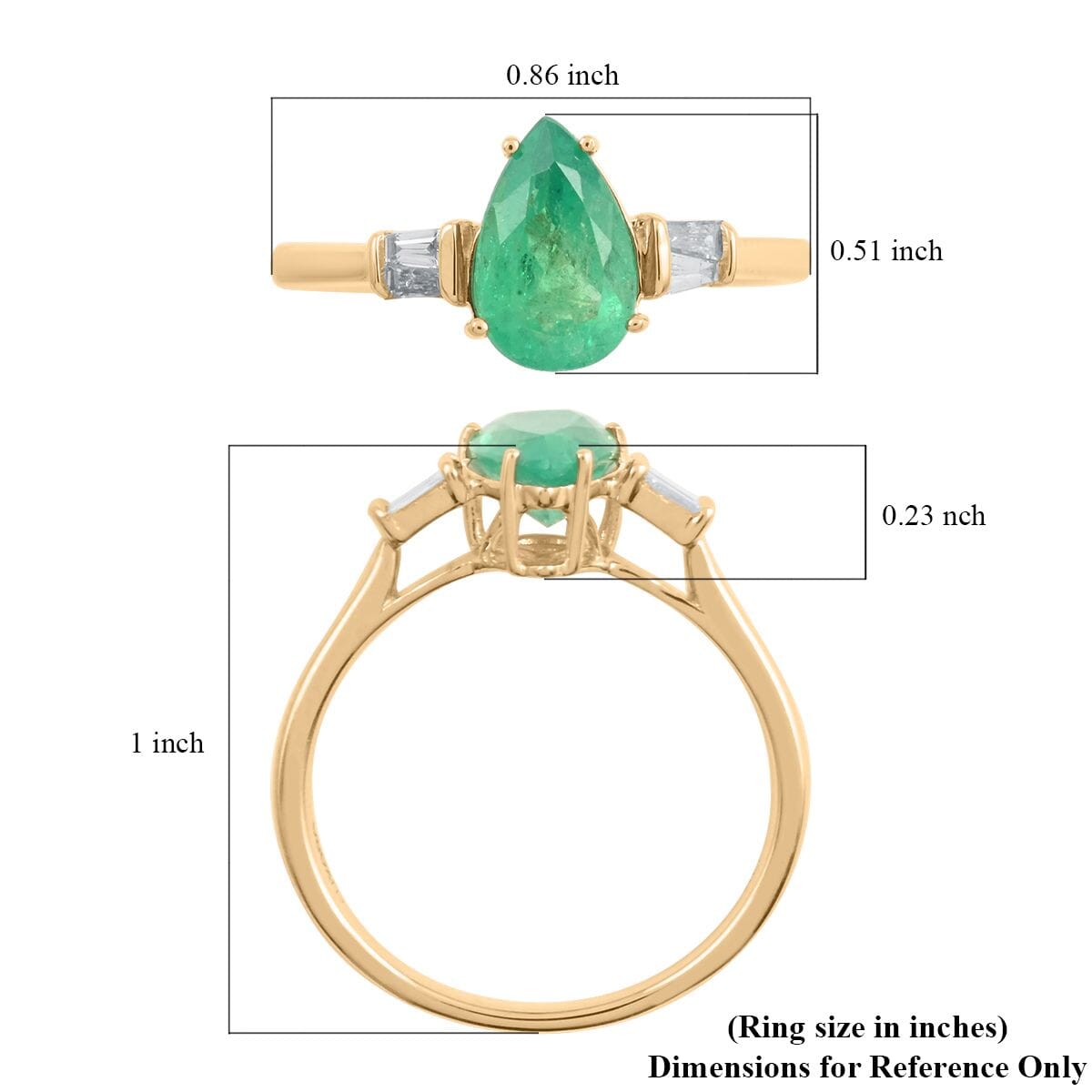 Certified & Appraised Luxoro AAA Boyaca Colombian Emerald and G-H I2 Diamond 1.50 ctw Ring in 14K Yellow Gold (Size 9.0) image number 4