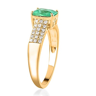  Certified & Appraised Luxoro AAA Boyaca Colombian Emerald and G-H I2 Diamond 1.65 ctw Ring in 14K Yellow Gold (Size 10.0)