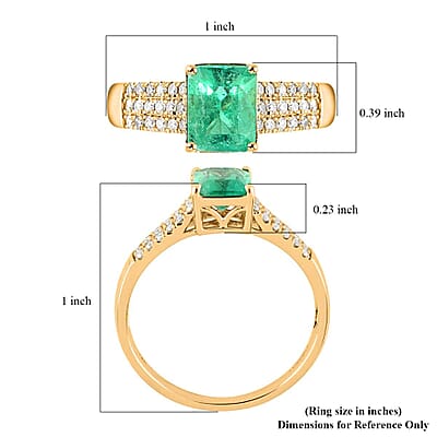  Certified & Appraised Luxoro AAA Boyaca Colombian Emerald and G-H I2 Diamond 1.65 ctw Ring in 14K Yellow Gold (Size 10.0)