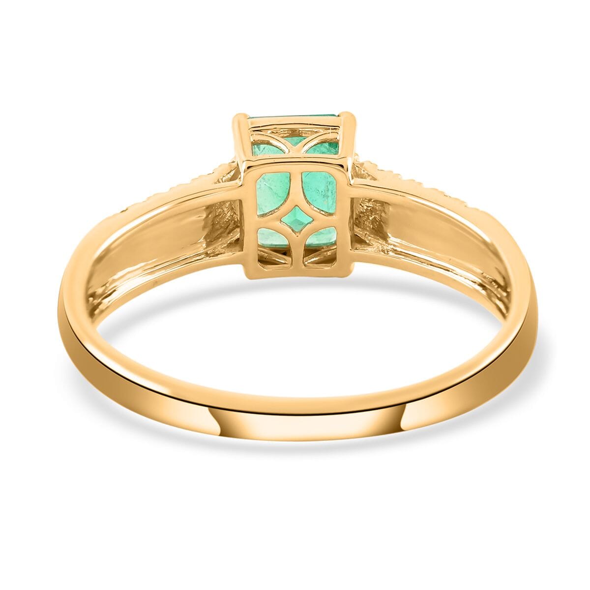 Certified & Appraised Luxoro AAA Boyaca Colombian Emerald and G-H I2 Diamond 1.65 ctw Ring in 14K Yellow Gold (Size 8.0) image number 4